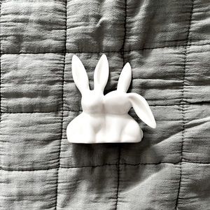 Ceramic Glass Bunny Rabbit Ring Holder White